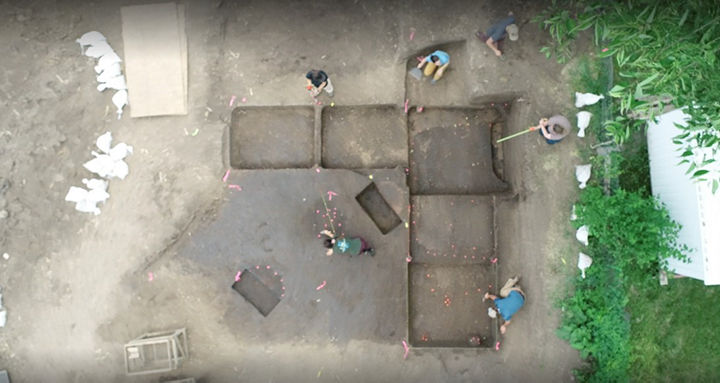 Photo: Drone photo, courtesy of D. Bardolph, showing excavations at Fandel Site
